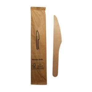 6.25" Wooden Knife with Individually Kraft Paper Wrapped (1000/Case)