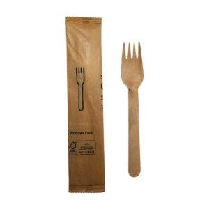 6.25" Wooden Fork with Individually Kraft Paper Wrapped (1000/Case)