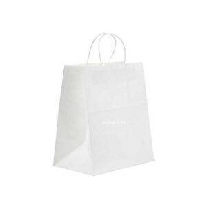 10" X 5" X 13" White Twisted Handle Paper Bags (250/CS)