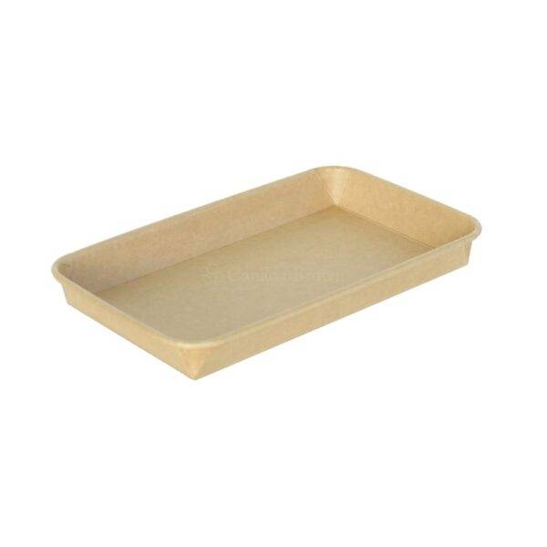 #7 Kraft Paper Sushi Tray with 300 gsm / Double PE Lined (8.66" x 5.39" x 1") Recyclable (400/Case)