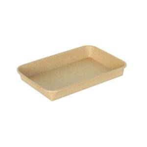 #5 Kraft Paper Sushi Tray with 300 gsm / Double PE Lined (7.28" x 5.12" x 1") Recyclable (600/Case)