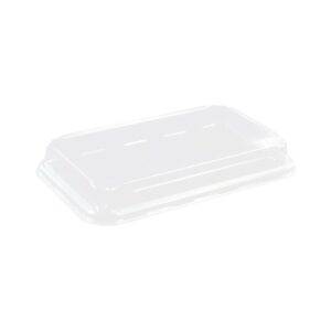 PET Dome Lid Anti-Fog 15 gm for #7 Double PE Lined Kraft Paper Sushi Tray (8.66"x5.39"x1") Recyclable (400/Case)