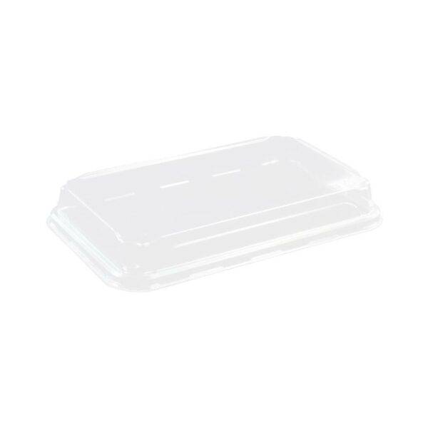 PET Dome Lid Anti-Fog 15 gm for #7 Double PE Lined Kraft Paper Sushi Tray (8.66"x5.39"x1") Recyclable (400/Case)