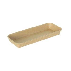#2 Kraft Paper Sushi Tray with 300 gsm / Double PE Lined (8.66" x 3.54" x 1") Recyclable (600/Case)