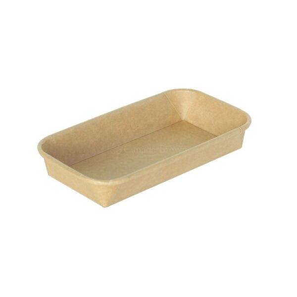 #1 Kraft Paper Sushi Tray with 300 gsm / Double PE Lined (6.3" x 3.54" x 1") Recyclable (800/Case)