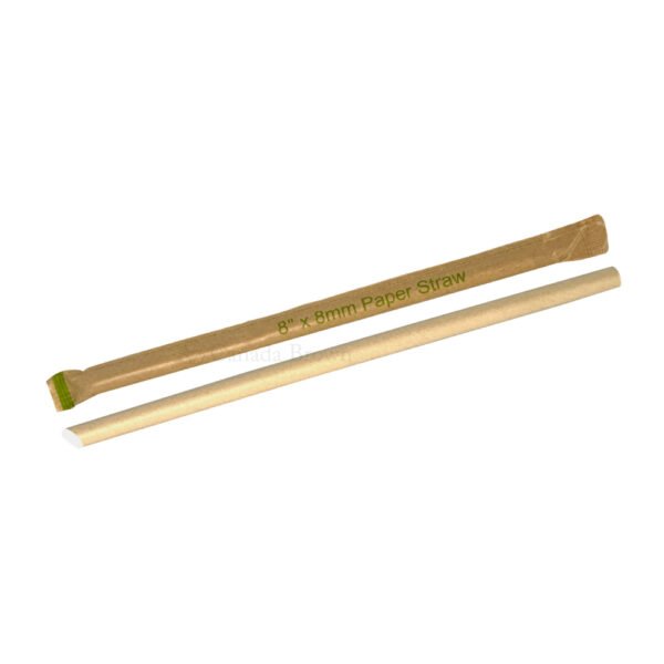 8'' x 8mm Paper Straws Compostable & Recyclable Sharp End 4 Layer (3000/CS)