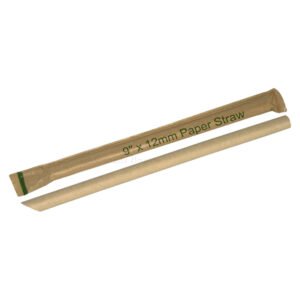 9'' x 12mm Paper Straws Compostable & Recyclable Sharp End 4 Layer (2000/CS)