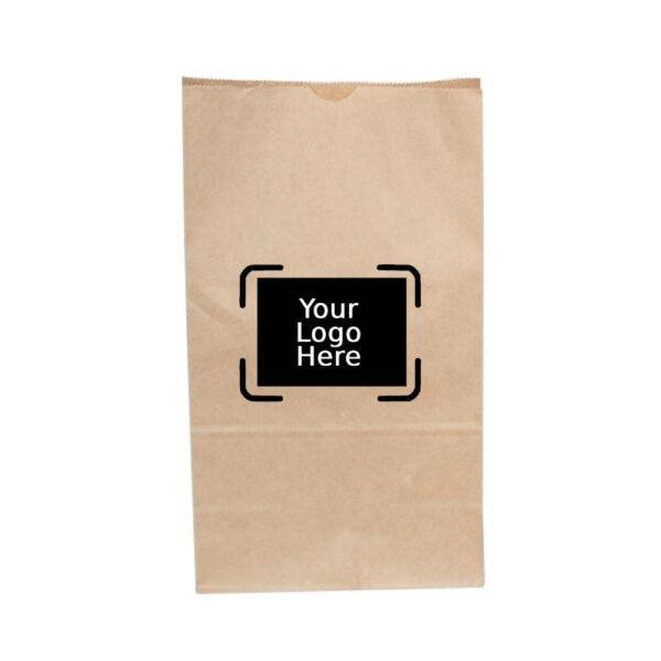 7.87" x 4.75" x 14.75" 14LB Custom Printed SOS Kraft Paper Bags (500/CS)