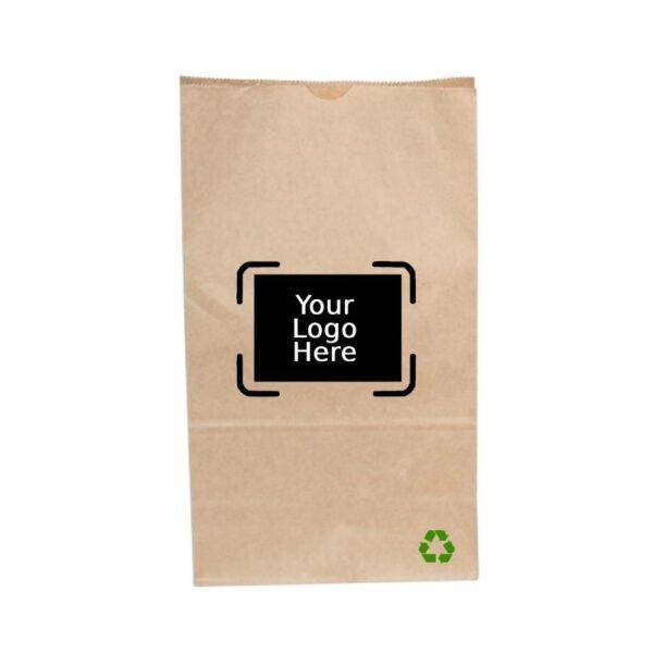 7.87" x 4.75" x 14.75" 14LB Custom Printed SOS Kraft Paper Bags (500/CS)