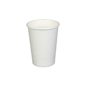 8oz White Squat Single Wall Paper Cup White Design Recyclable (1000/CS)