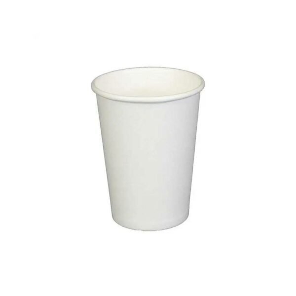 8oz White Squat Single Wall Paper Cup White Design Recyclable (1000/CS)