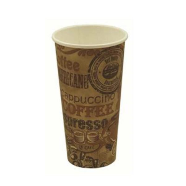 20oz White Single Wall Paper Cup Rustic Design (500/CS)