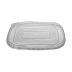 6.69" x 4.84" Clear PET Flat Lid Vented for 16oz–32oz Rectangular Paper Food Container Recyclable (300/CS)