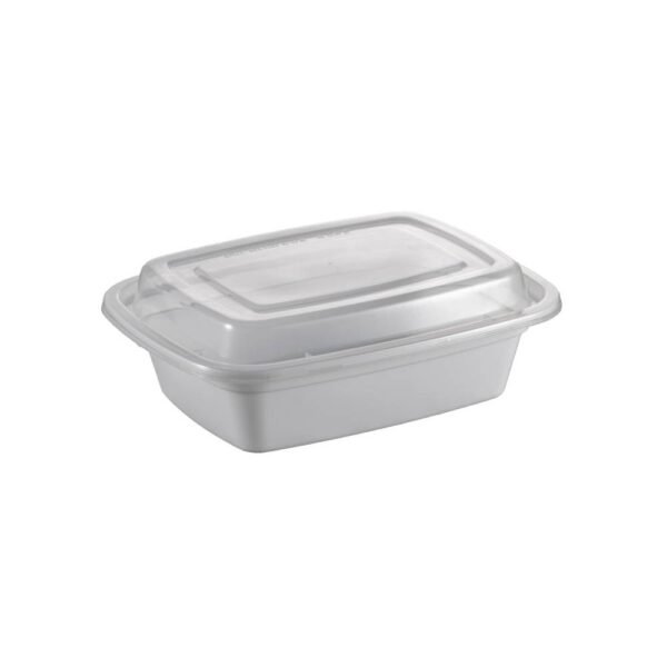 12oz 6 x 4.8 x 2" White Base + Lid Combo Pack PP Rectangular Food Container Recyclable (150/CS)