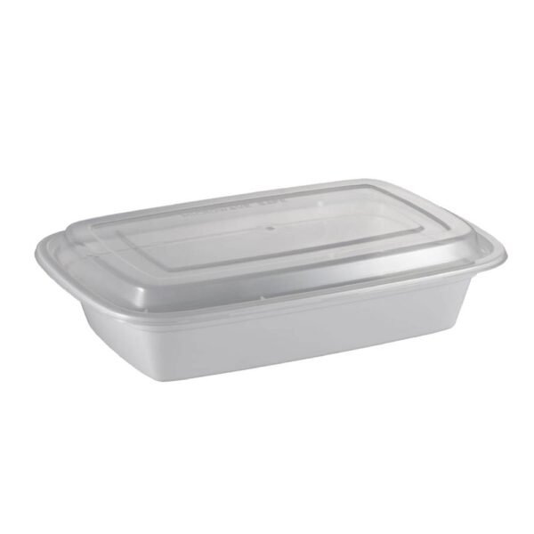 32oz 8.8 x 6 x 2.2" White Base + Lid Combo Pack PP Rectangular Food Container Recyclable (150/CS)