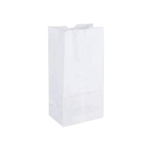 8 LB 6.25" x 3.75" x 12.5" White SOS Paper Bags (500/CS)