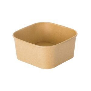 20oz 5.12" x 5.12" x 1.85" Kraft Square Deli Paper Food Container PE Lined Recyclable (300/CS)