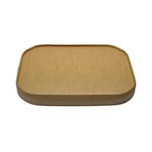 6.69" x 4.84" Kraft Dome Lid Vented for 16oz–32oz Rectangular Paper Food Container PE Lined Recyclable (300/CS)