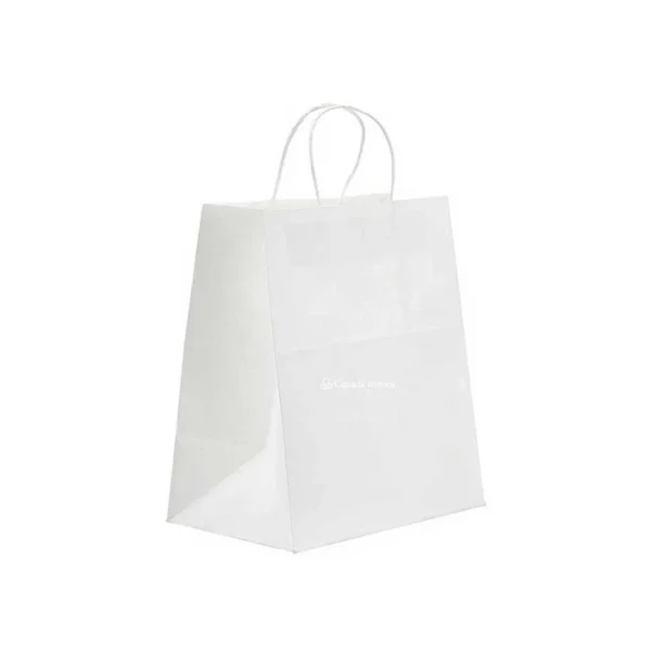 13" x 7" x 13" White Twisted Handle Paper Bags (250/CS)