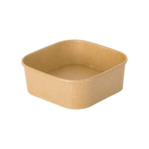 16oz 5.12" x 5.12" x 1.85" Kraft Square Deli Paper Food Container PE Lined Recyclable (300/CS)