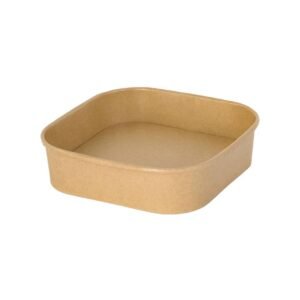 24oz 6.69" x 6.69" x 1.73" Kraft Square Deli Paper Food Container PE Lined Recyclable (300/CS)