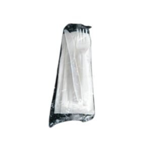White Fork Knife Napkin Medium Cutlery Kit PP Ruby 3-Piece (500/CS)
