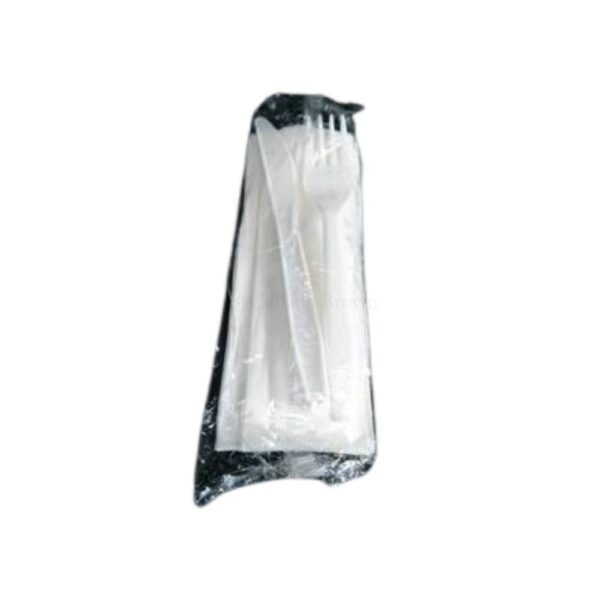 White Fork Knife Napkin Medium Cutlery Kit PP Ruby 3-Piece (500/CS)