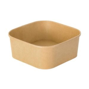 40oz 6.69" x 6.69" x 1.73" Kraft Square Deli Paper Food Container PE Lined Recyclable (300/CS)