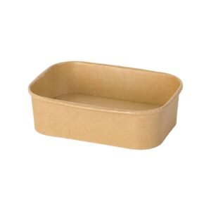 24oz 6.69" x 4.84" x 2.20" Kraft Rectangular Deli Paper Food Container PE Lined Recyclable (300/CS)