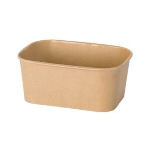 32oz 6.69" x 4.84" x 2.30" Kraft Rectangular Deli Paper Food Container PE Lined Recyclable (300/CS)