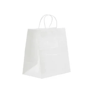 8" x 4.5" x 10.75" White Twisted Handle Paper Bags (250/Case)